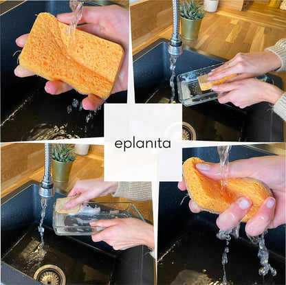 Natural Plant Based Scrub Sponges (3 Pack), Non-Scratch, Biodegradable Eco Scourers for Kitchen and Bathroom