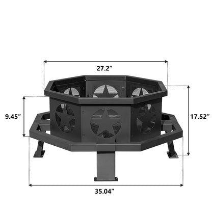 Antheny 35/42 Inch Wood Burning Fire Pit, Outdoor Firepit